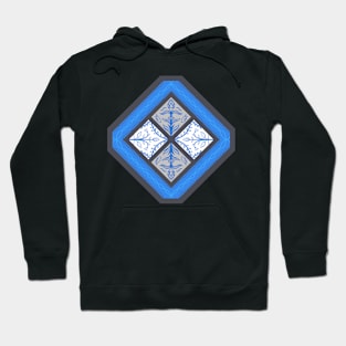 Cerulean Flowers, Sky-Blue Frames Hoodie